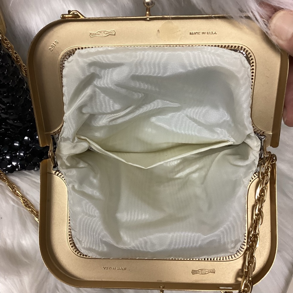 Set of 2 Whiting and Davis Rare Vintage Mesh Handbags - Black and White - Picture 6 of 7